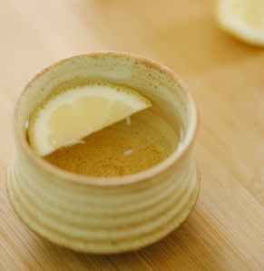 A mug of ginger lemon Tisane 