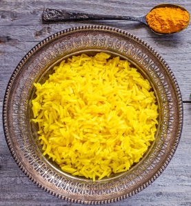 A plate of golden rice pilaf
