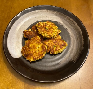 A plate of Indian spiced salmon cakes